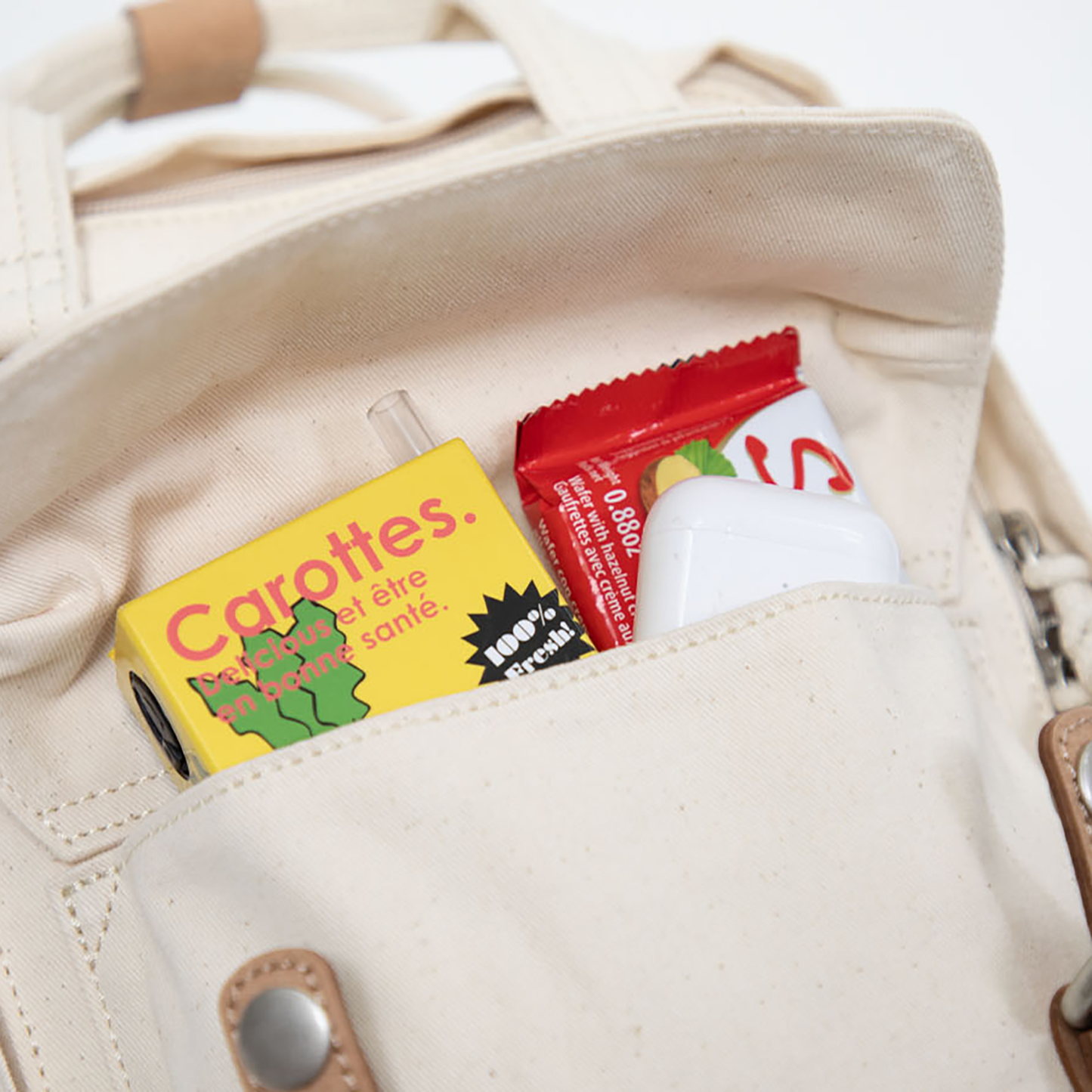 Macaroon Mini Organic Cotton Series Beige Backpack