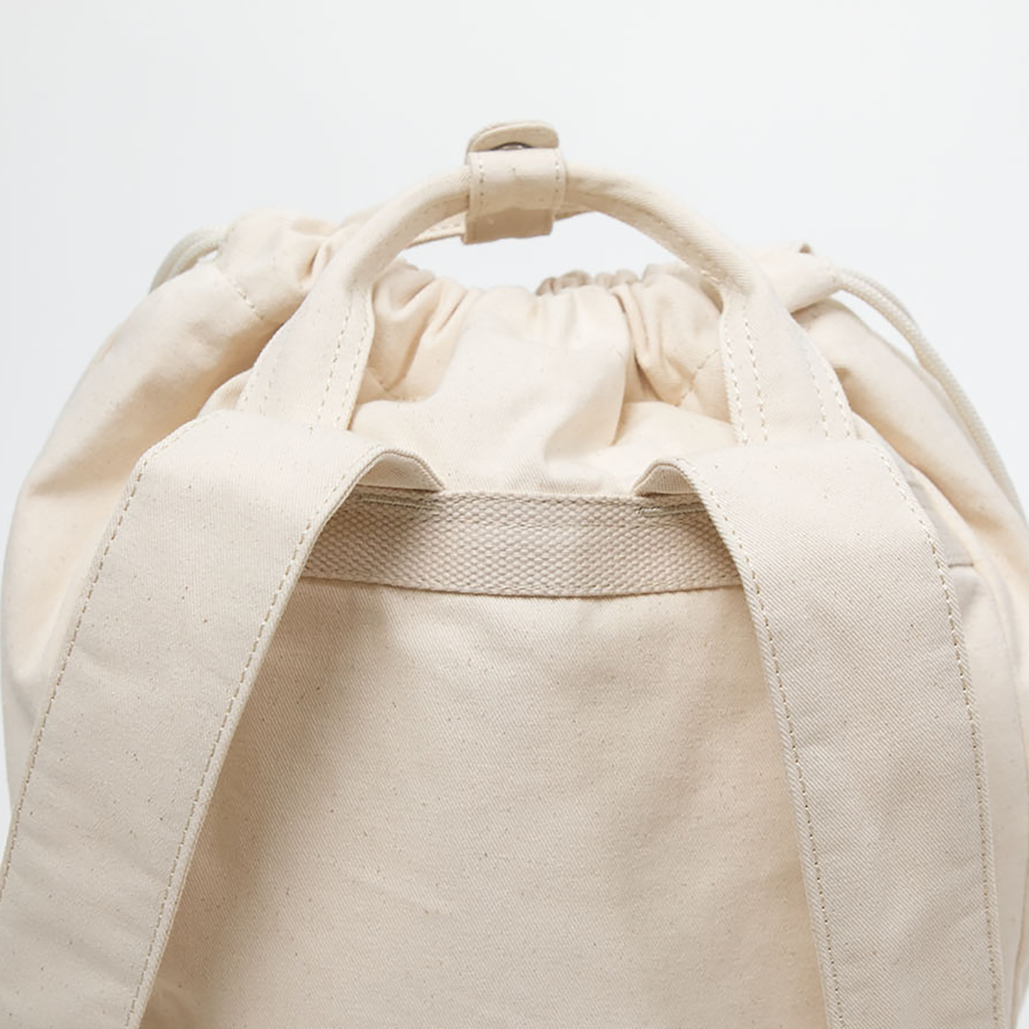 Macaroon Drawstring Organic Cotton Series Beige Backpack